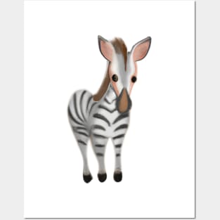 Cute Mountain Zebra Drawing Posters and Art